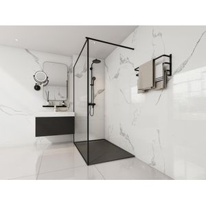 Opzet- of inbouwdouchebak in hars – Zwart – 140 x 90 cm - Snijdbaar - LYROSA