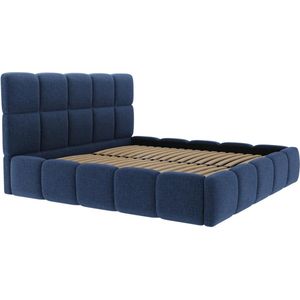 PASCAL MORABITO Bed met opbergruimte 160 x 200 cm - Stof met textuur - Blauw - DAMADO van Pascal Morabito L 190 cm x H 95 cm x D 224 cm