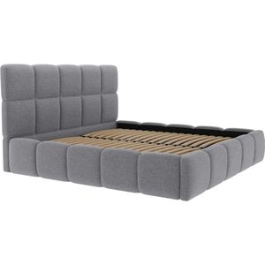 PASCAL MORABITO Bed met opbergruimte 160 x 200 cm - Stof met textuur - Grijs - DAMADO van Pascal Morabito L 190 cm x H 95 cm x D 224 cm