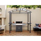 Vente-unique Afdak van staal voor barbecue - L240 x D150 x H230 cm - EMBERIO L 211 cm x H 230 cm x D 150 cm