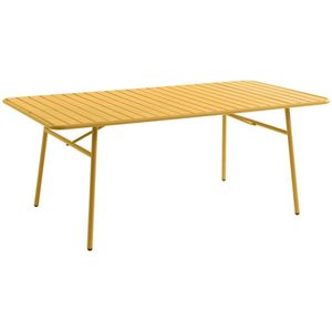 Tuintafel D160 cm van metaal - Mosterdgeel - MIRMANDE van MYLIA