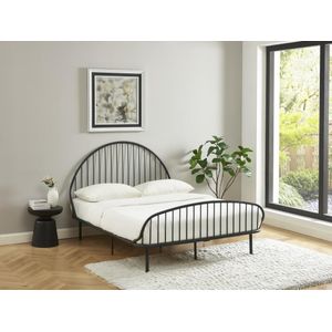 Bed 140 x 190 cm - Metaal - Zwart + matras - ISELIA L 147 cm x H 117.5 cm x D 197 cm