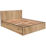 Bed met opbergruimte 140 x 190 cm - Kleur: naturel en antraciet + matras - ELPHEGE