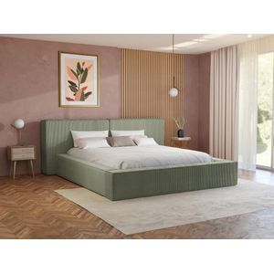 PASCAL MORABITO Bed met opbergruimte 180 x 200 cm - Ribfluweel - Groen - TIMANO van Pascal Morabito L 246 cm x H 90 cm x D 252 cm