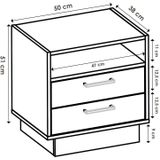 Set van 2 nachtkastjes met 2 lades en 1 nis - Kleur: naturel en antraciet - LEANDRE