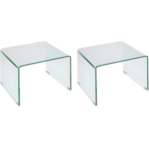 Set van 2 nachtkastjes – Gebogen gehard glas – SUZANA L 50 cm x H 40 cm x D 40 cm