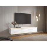 Hangend tv-meubel met 3 deurtjes van mdf - Wit en goud - ALESAR van Pascal MORABITO
