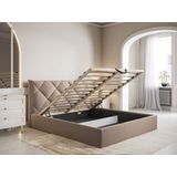 Bed met opbergruimte 160 x 200 cm - Velours - Beige + matras - STARI van Pascal Morabito