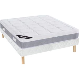 Ysmée Set bedbodem + matras 160 x 200 cm met pocketveren met 7 zones, instap van latex, dikte 28 cm - DUCHESSE II van YSMEE L 200 cm x H 30 cm x D 160 cm