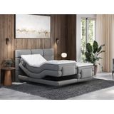 Boxspring-hoofdbordset + elektrische relax-lattenbodem + matras + opleg 2 x 80 x 200 cm lichtgrijs - LODI van PALACIO