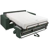 Express-driezitsslaapbank van groen ribfluweel - Bed 140 cm - Matras 22 cm - VIZIR