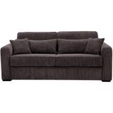 Express-vierzitsslaapbank van bruin ribfluweel - Bed 160 cm - Matras 18 cm - MONDOVI L 214 cm x H 90 cm x D 96 cm