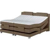 Tweepersoons boxspring met elektrische bedbodem + matras en dekmatras CASTEL PALACIO - 2x80x200cm - Beige stof