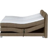 Tweepersoons boxspring met elektrische bedbodem + matras en dekmatras CASTEL PALACIO - 2x80x200cm - Beige stof