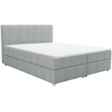 Complete set met boxspring en hoofdbord + bedbodem + matras + topmatras - 140 x 200 cm - Stof - Lichtgrijs - ONAN van YSMÉE