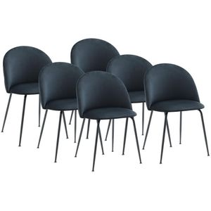 Set van 6 stoelen in fluweel en roestvrij staal - Zwart - MELBOURNE L 50 cm x H 77 cm x D 55 cm