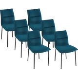 Set van 6 stoelen van stof en zwart metaal - Blauw - ETIVAL