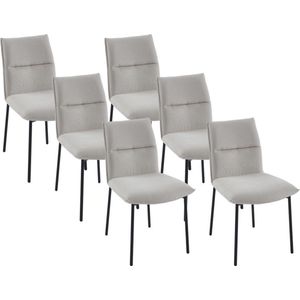 Set van 6 stoelen van stof en zwart metaal - Crèmewit - ETIVAL