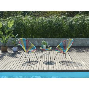 Tuinzithoek van gevlochten harsdraden: twee fauteuils en een tafel - Meerdere kleuren - ALIOS III van MYLIA