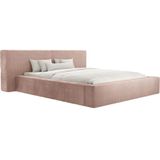 Bed met opbergruimte 160 x 200 cm - Ribfluweel - Roze + matras - TIMANO van Pascal Morabito