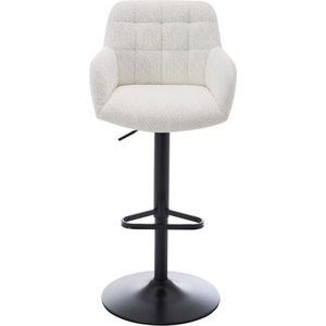 PASCAL MORABITO Set van 2 barkrukken van boucléstof en zwart metaal - Afwtelbare hoogte - Wit - PEGA van Pascal MORABITO L 50 cm x H 113 cm x D 49 cm