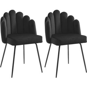 PASCAL MORABITO Set van 2 Stoelen - Zwart - Velours - Metaal