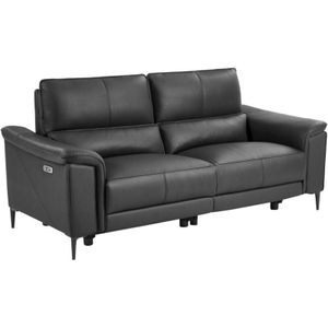 VALPARO - Elektrische Relax-Driezitsbank - Antracietgrijs - Vaarsleer - 3 Plaatsen