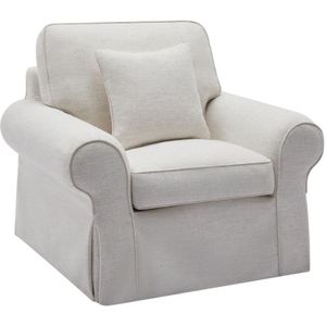 Vente-unique Fauteuil van beige gechineerde stof ZULIPRO van Maison Céphy L 104 cm x H 88 cm x D 100 cm