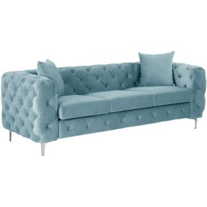 EDWINA - Driezitsbank - Pastelblauw - Velours - 100% Polyester
