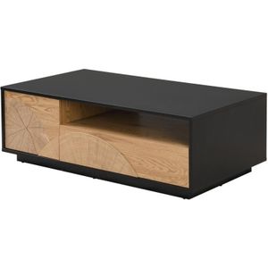 YASMELIA - Salontafel - Naturel en Wit - MDF - 1 Deur 1 Lade 3 Nissen