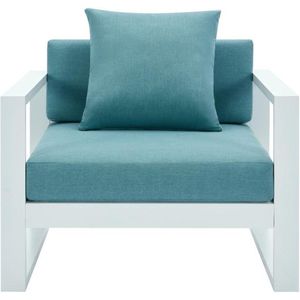 Tuinfauteuil van aluminium - Wit met blauwe kussens - MOLOKAI van MYLIA