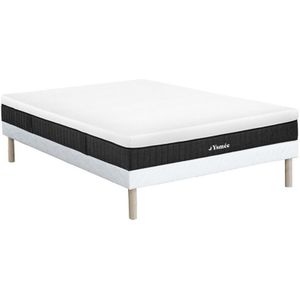 Set 140 x 190 cm gewatteerde bedbodem + matras met pocketveren, 5 zones, 21 cm dik - CIDORA van YSMÉE