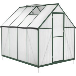 Vente-unique Tuinkas van polycarbonaat en aluminium - 4 m² - Groen - ASTELIA L 163 cm x H 192 cm x D 218 cm