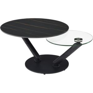 ELDOVA - Salontafel - Zwart - Keramiek, Gehard Glas, Metaal