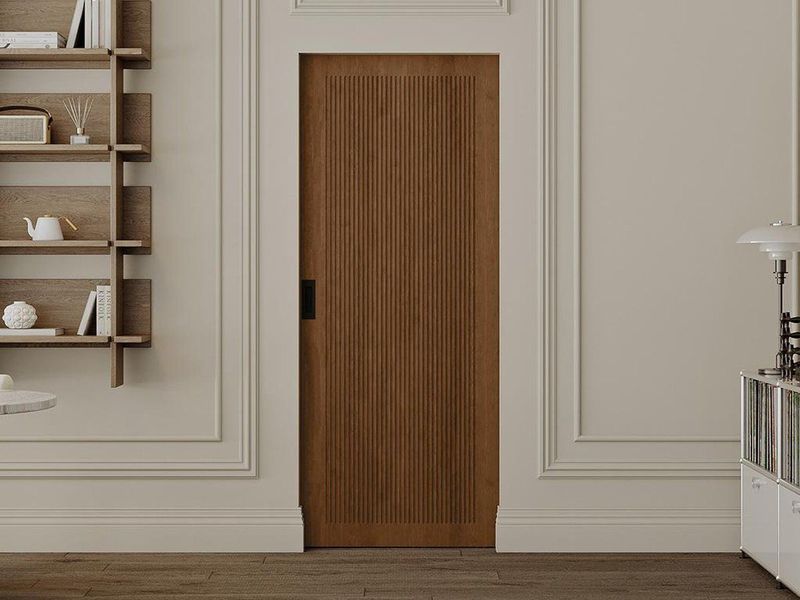 Schuifdeur - Natuurlijk Donker - MDF, Kersenhout - Enkele Deur