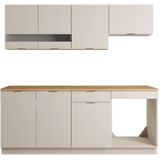 CARMEO Complete Keuken - Beige en Natuurlijk - 6 Meubels - 200 cm