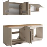 CARMEO Complete Keuken - Beige en Natuurlijk - 6 Meubels - 200 cm