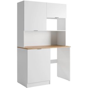 CARMEO Multifunctioneel Meubel - Wit en Naturel - Werkblad 120 cm