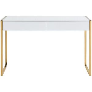 Pascal Morabito - MASON II - Bureau - Wit en Goudkleurig - 2 Lades - Gelakt MDF en Metaal