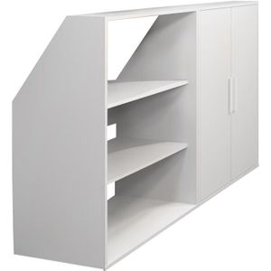 Vente-unique - ADEZIO - Meubel voor Onder een Schuin Dak - Wit - Spaanplaat - 2 Deuren