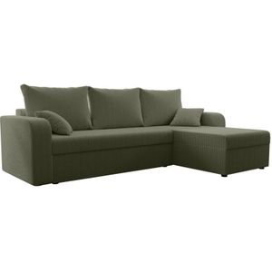 ONABIA - Hoekslaapbank - Kaki - 100% Polyester - Omkeerbare Hoek