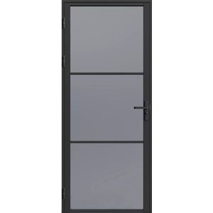 MASERU - Omkeerbare Deur - Zwart - Aluminium en Gerookt Glas - H204 x B73 cm