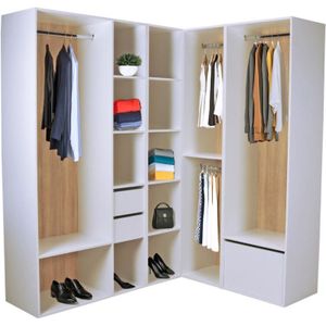 Moduleerbare hoekdressing - L242,5 cm - Wit en naturel - TAMOKA