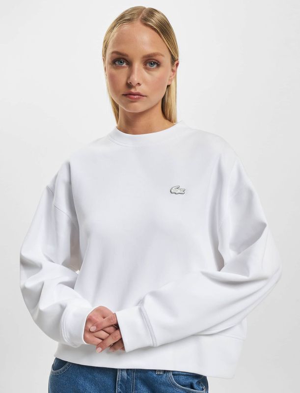 Lacoste - Sweatshirt - Wit - Relaxed-Fit - Fleece