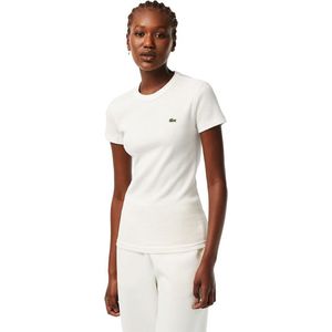Lacoste - Slim Fit Ribgebreide T-Shirt - Wit - Katoen