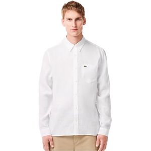 Lacoste - Overhemd - Groen - 100% Linnen - Rechte Snit