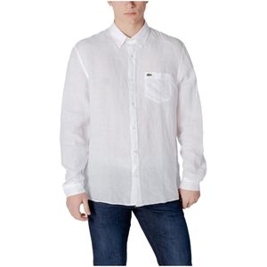 Lacoste, Overhemden, Heren, Wit, S, Linnen, Linnen Overhemd Must-Have Minimalistische Stijl
