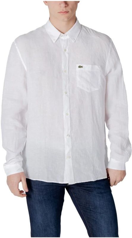 Lacoste - Linnen Shirt - Wit - 100% Linnen - Lange Mouwen