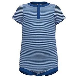 Petit Bateau Babyrompertje met korte mouwen en kraag, Wit Perse/Wit Marshmallow, 12 Maanden