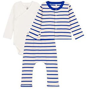 Petit Bateau Unisex Baby 3-delige set, Witte lawine/witte perse, 0 maanden